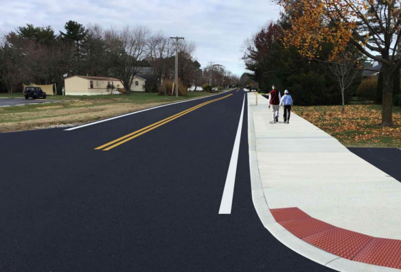 This rendition depicts what the sidewalk safety project along Munchy Branch Road will look like when completed. DELDOT GRAPHIC